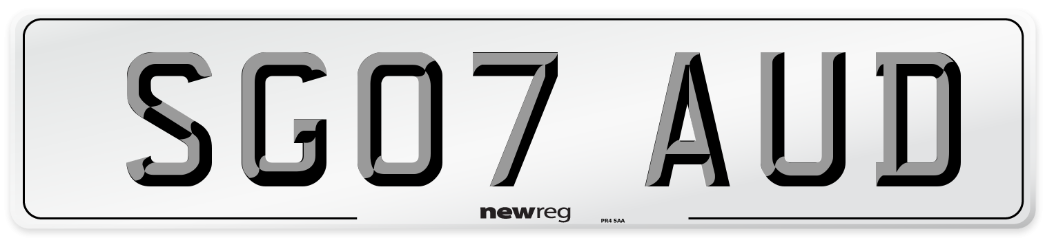 SG07 AUD Number Plate from New Reg
